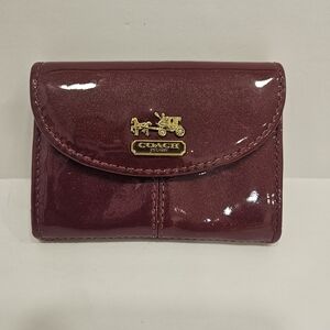 Coach Madison Burgundy Patent Leather Mini Wallet